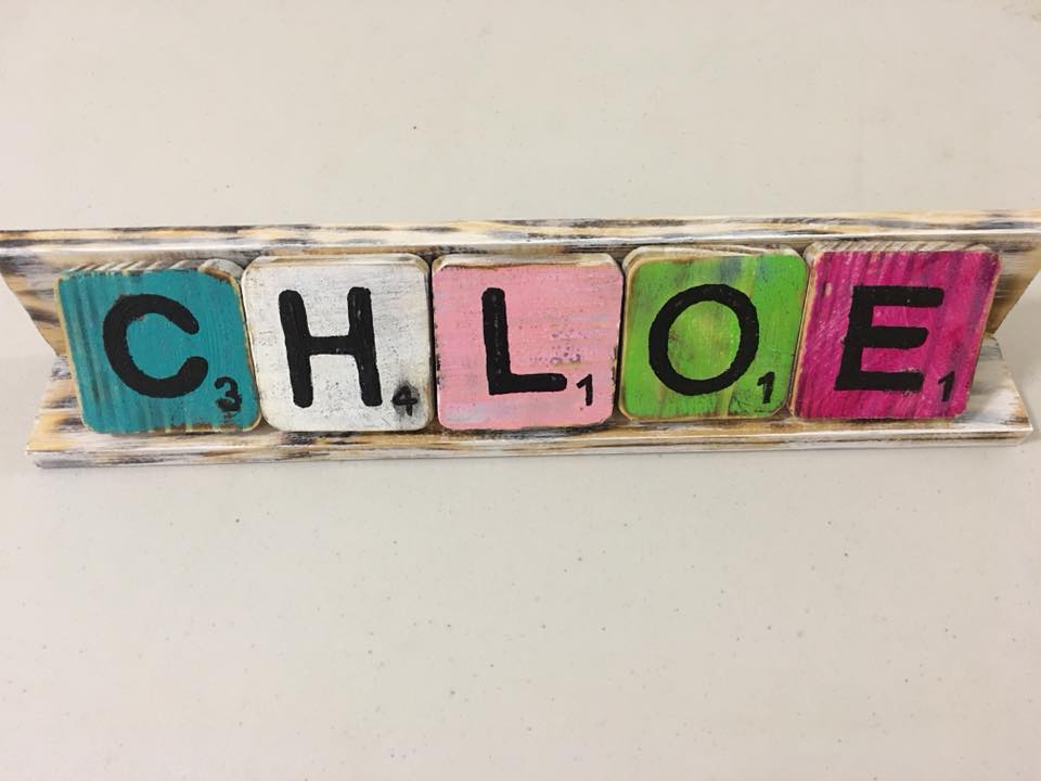 Scrabble tiles and Stands