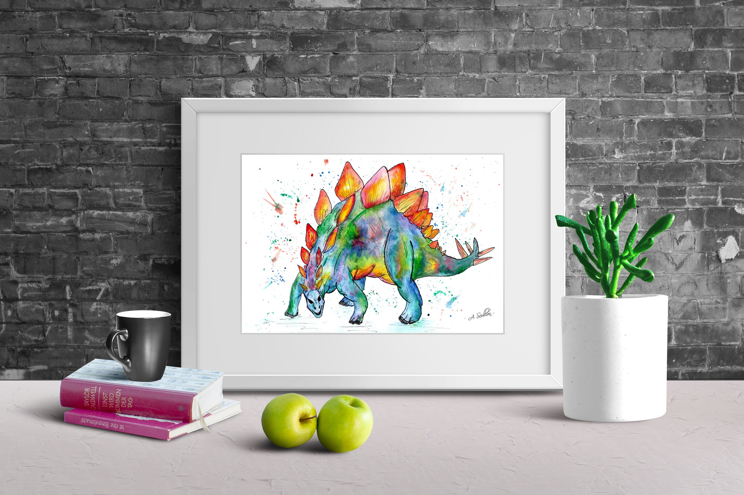 Stegosaurus Watercolour Print