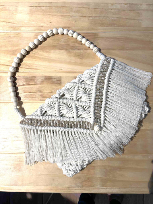 Cream Macrame shoulder bag small
